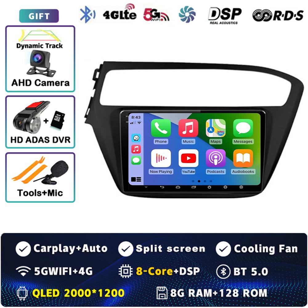 Android 14 Carplay Auto For Hyundai I20 2018 2019 Car Radio 4G WIFI Navigation Player Multimedia srereo 360 Camera GPS Video DSP