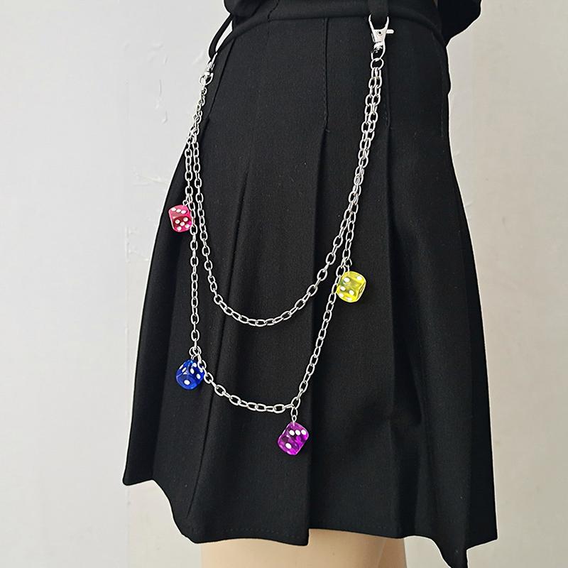 Transparent Acrylic Dice Dice Pendant Pendant Waist Chain Versatile Trouser Chain