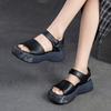 GKTINOO 2025 Summer New Thick Sole Peep Toe Sandals Genuine Leather Chinese Style Retro Versatile Women's Shoes