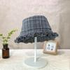 25 Early Autumn New Retro Elegant Plaid Pleated Edge Fisherman's Hat Children Show Their Faces Small Literary Trend