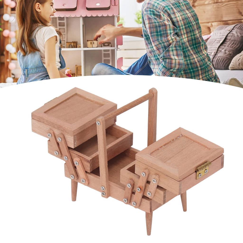 Dollhouse Sewing Box Simulated Dollhouse Sewing Kit Decoration DIY Lovely Thread Scissors For Home Amateurs