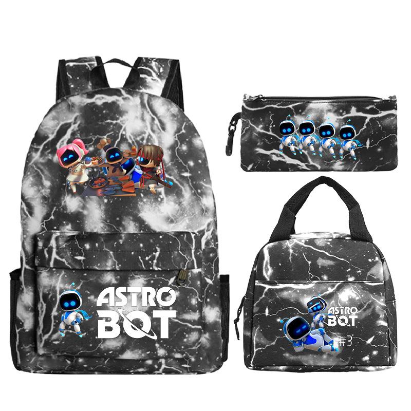 Game Astro bot peripheral printing fashion primary and secondary school students schoolbag three-piece set multi-function large capacity