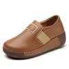 Soft Leather Women Platform Shoes Fashion Wedge Heels Elastic Loafers Elegant Mother Shoes Casual Walking Shoes