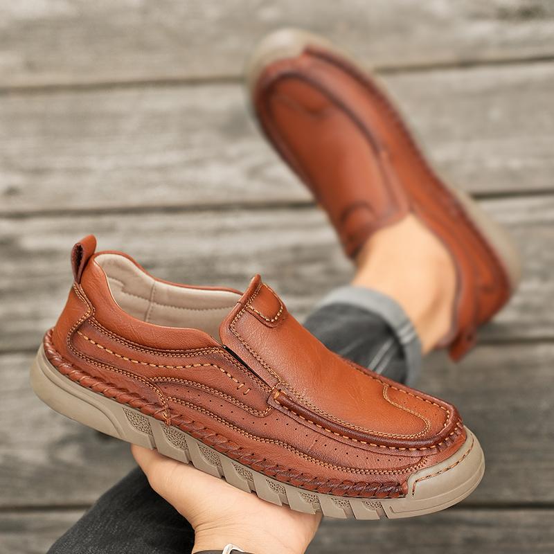 38-46 Retro Cow Leather Shoes Men Loafers Handmade Casual Leather Shoes Moccasins Men Flats Shoes