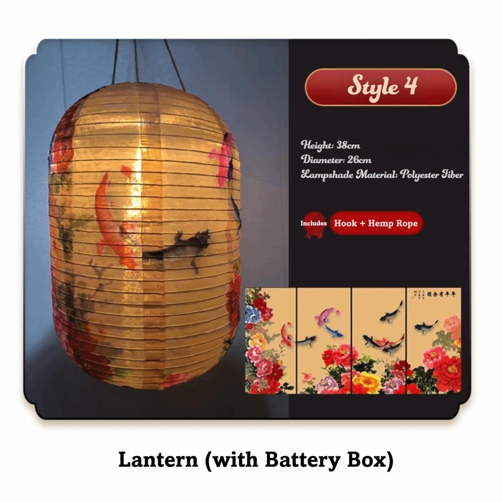 Oriental Style Waterproof Chinese Style Lantern LED Light Nylon Cloth LED Light Lantern Solar Powered Hanging Lamp Home Decor