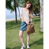 Betu Women's Sweet Hollow-Out Knit Short-Sleeve Top