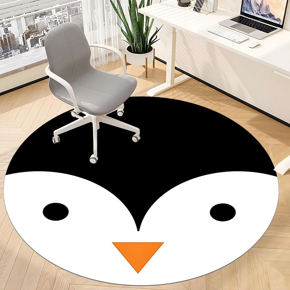 1pc Penguin Chick Office Round Area Rug, Indoor Mat Suitable For Office, Under Office Chairs Bedroom Living Room Home Decor, Room Deco161