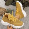 Fashion Breathable Mesh Yellow Sneakers Women 2025 Plus Size Soft Thick Sole Casual Shoes Woman Slip On Non Slip Sports Shoes Female