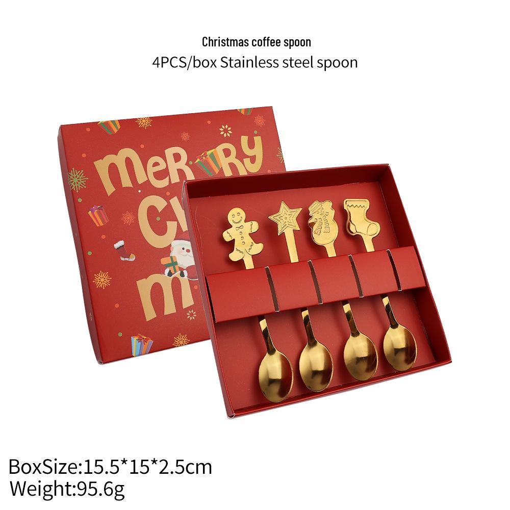 Stainless Steel Christmas Cartoon Coffee & Dessert Stirring Spoon: Snowman & Star Design