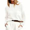 Women's Loose Crewneck Pocket Solid Color Long-sleeve Knitted Sweater Top