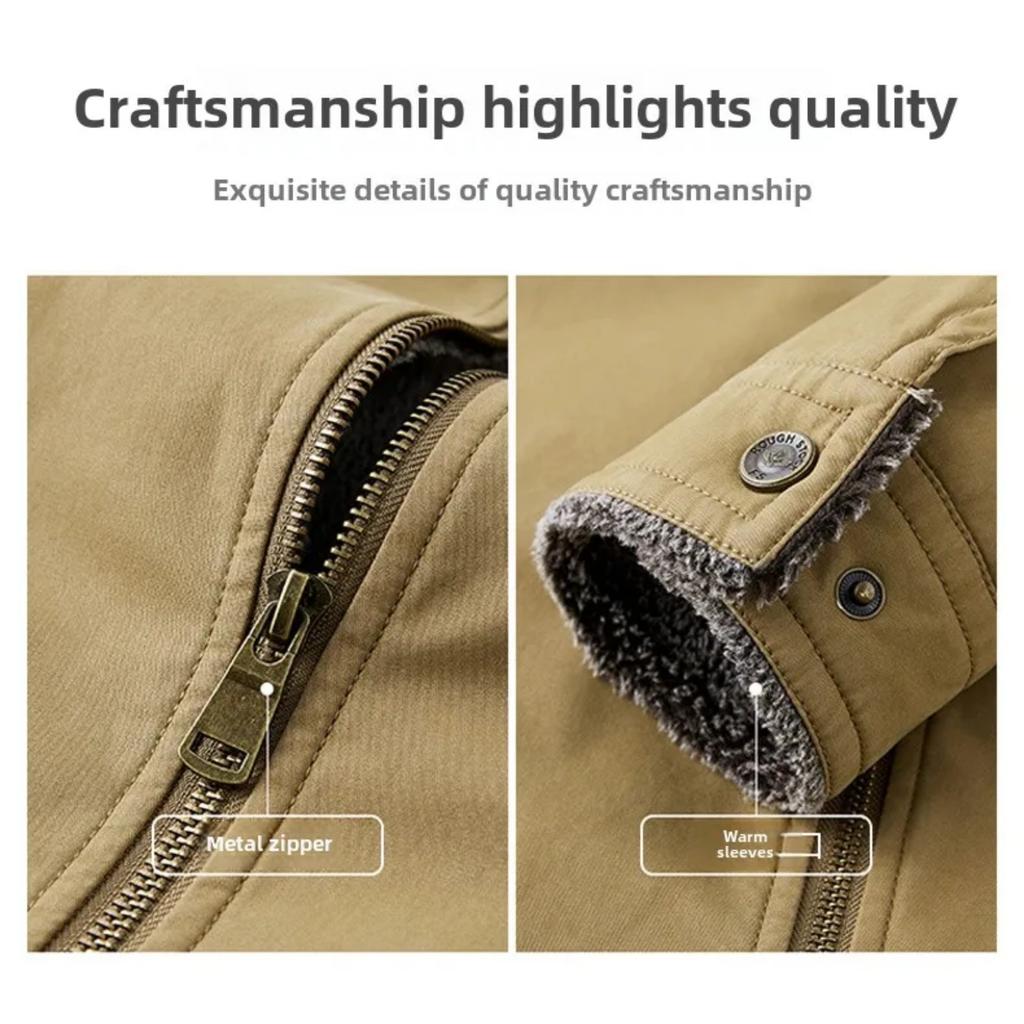 Autumn Winter Men's Jacket High Quality Clothing Thick Sheep Fur Collar Velvet Windproof Coat Male Casual Soft Fleece Warm Parka