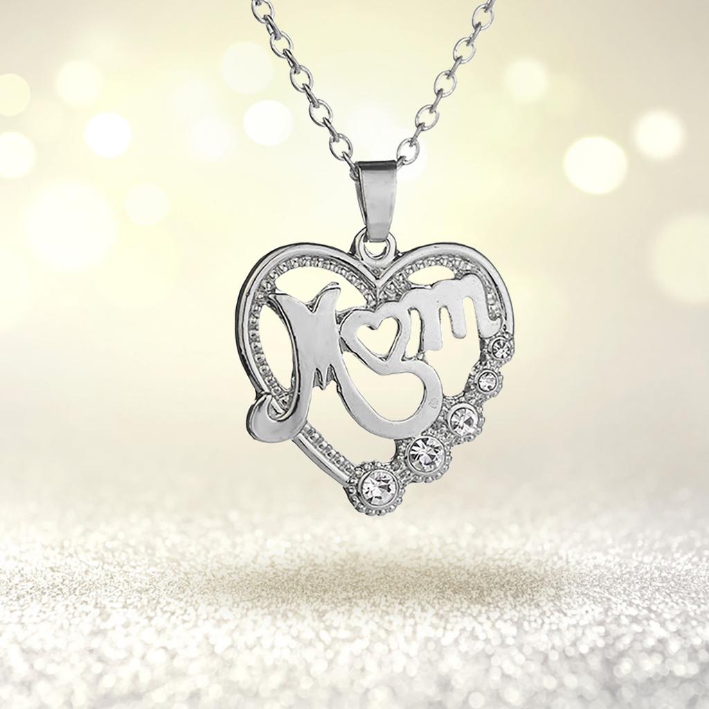 Heart Shaped Crystal Pendant Necklace Jewelry Mother's Day Gift For Mom