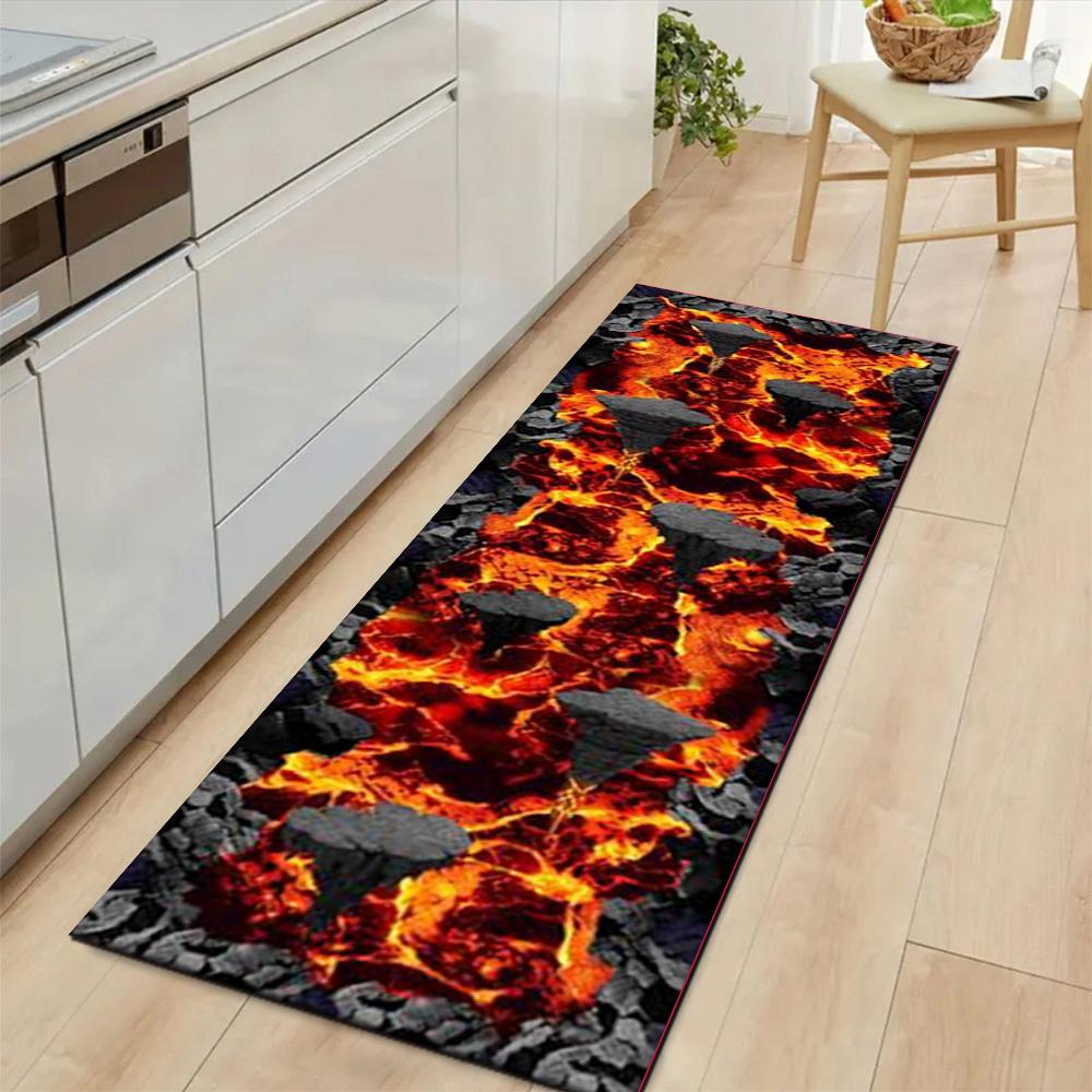 1Pcs Magma Floating Stones Non-Slip Washable Area Rug Runner for Entryway, Living Room, Bedroom & Patio