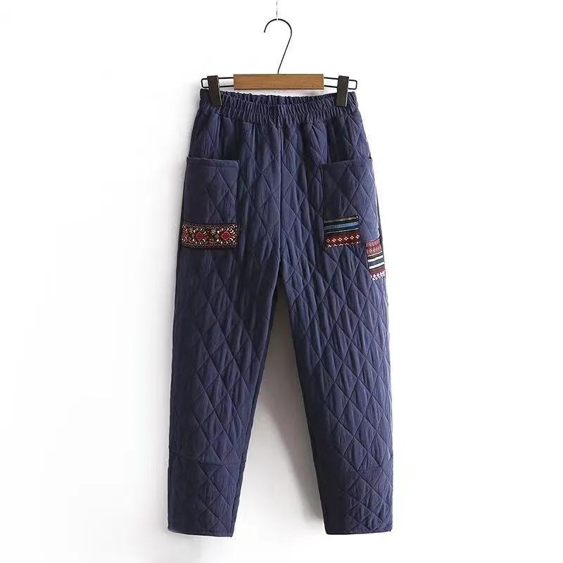 Women's Winter Loose-Fit Thickened Harem Pants Warm and Casual Pants for Middle-Aged Moms