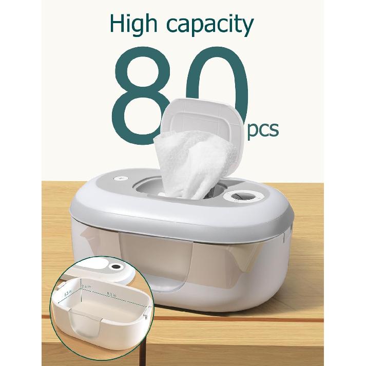Babelio Baby Wipe Warmer and Wet Wipes Dispenser | Large Capacity Wipes Warmer for Babies with Night Light | Top Even Heating, 4-Level Temperature