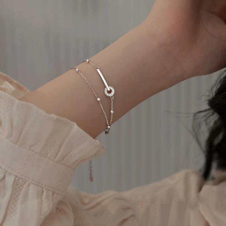 Double Layered Beaded Hoop Bracelet for Girls - Exquisite Design, Luxurious Best Friend Gift Hand Jewelry
