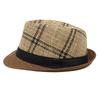 Vintage Strohhut Leinen Kühlender Hut Kurzer Schirm Karierter Schirmstreifen Gestreifte Bar Jazzhut Herren- Und Damenwestern Zylinder