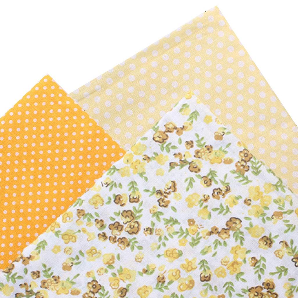 iikuru Cut Floral Stylish Handmade Fabric Set Cloth, Print, Fabric, Scraps, Flowers, Crafts, Patchwork, (Yellow 2, 25x25cm)