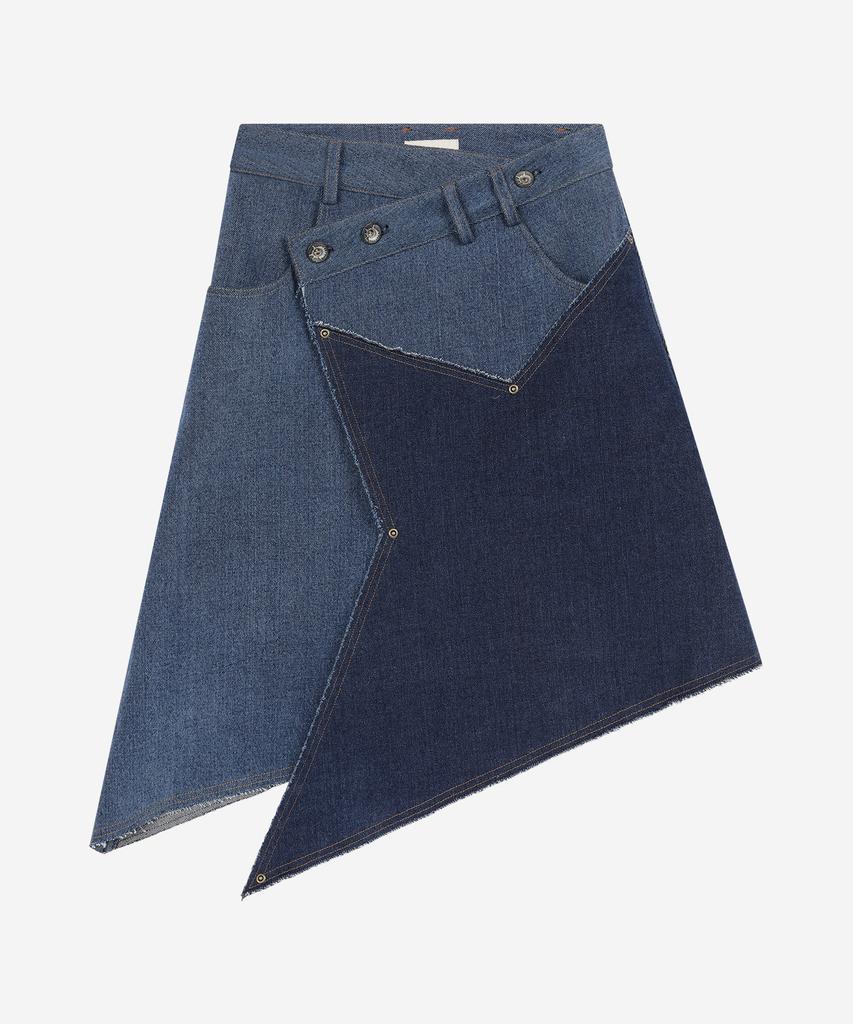 Problem Always Mixed Denim Star Wrap Skirt