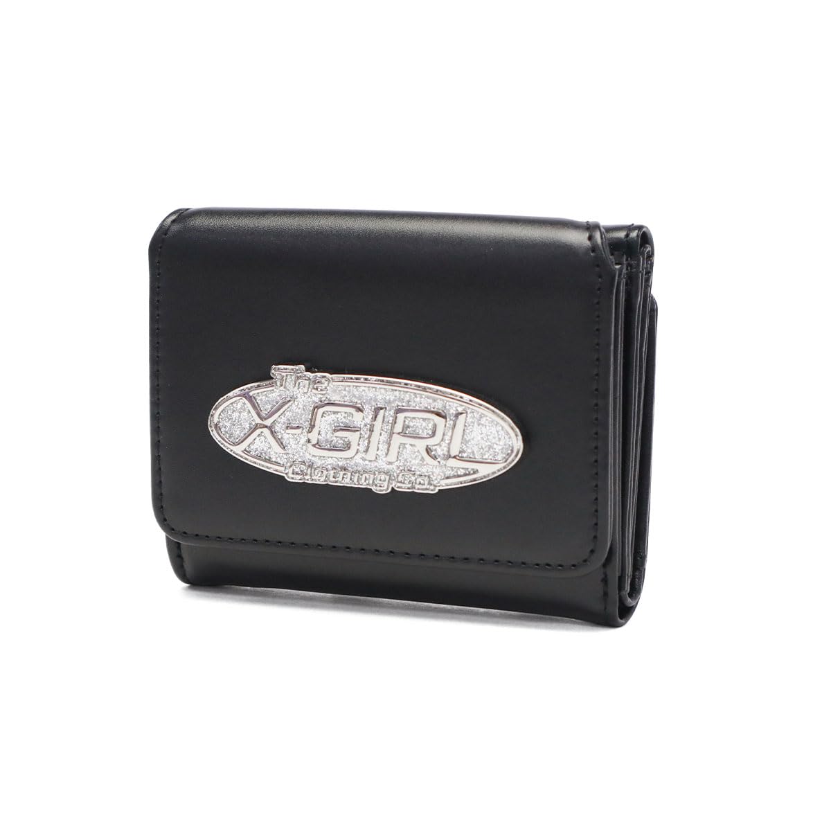 

X-girl Silver Glitter Oval Logo Buckle Mini Wallet (105253054008) Black, One Size