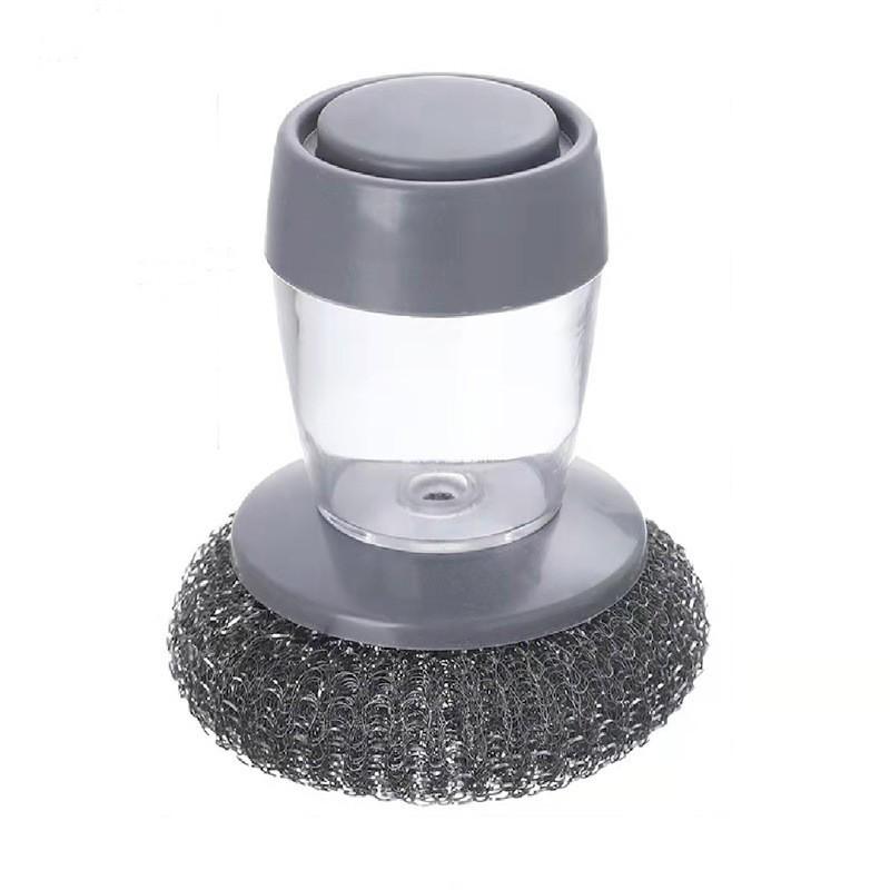 Premium Long-Handled Liquid-Dispensing Pot and Dish Brush for Efficient Kitchen Cleaning