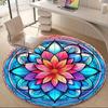 1pc Stained Glass Mandala Office Round Area Rug, Indoor Mat Suitable ForOffice, Under Office Chairs Bedroom Living Room Home Decor, Room Deco Q019