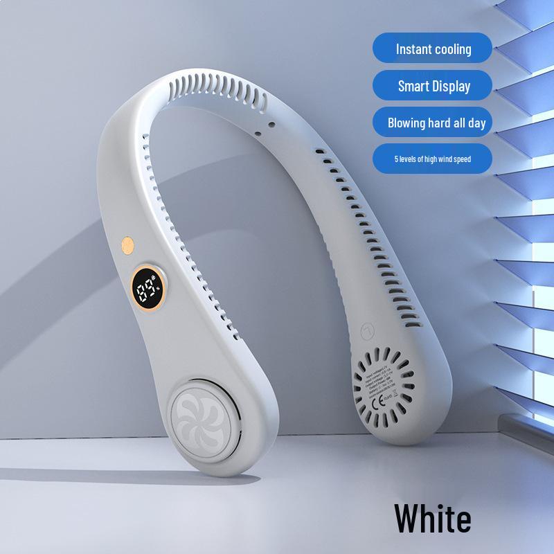 

Leafless Neck-Hanging Fan: Portable, Rechargeable, and Powerful for Office and Outdoor Use 1200mAh (Five Speed Settings) белый