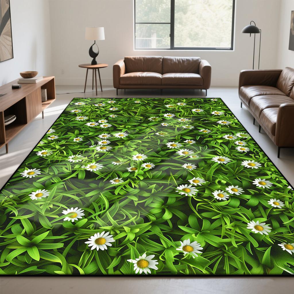 3D Green Leisure Natural Carpet Living Room Modern Plant Pattern Room Decoration Aesthetic Lounge Rug Non-slip Entrance Door Mat