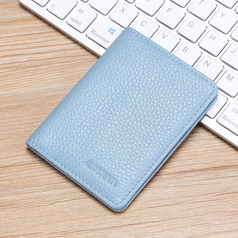 Durable Ultra-thin Men and Vertical ID Cards Cover Bank Card Driver's License Simplicity Business Card Holder Soft Light Blue