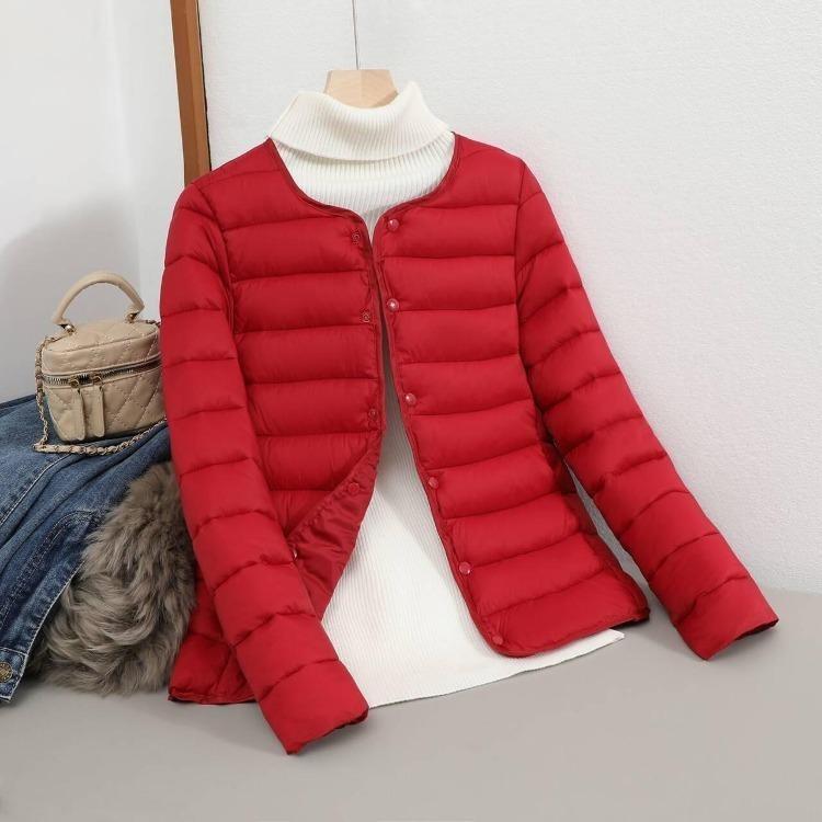 2024 Women's Stylish Warm Short Down Jacket Light Cotton Slim Fit for Middle Aged and Elderly