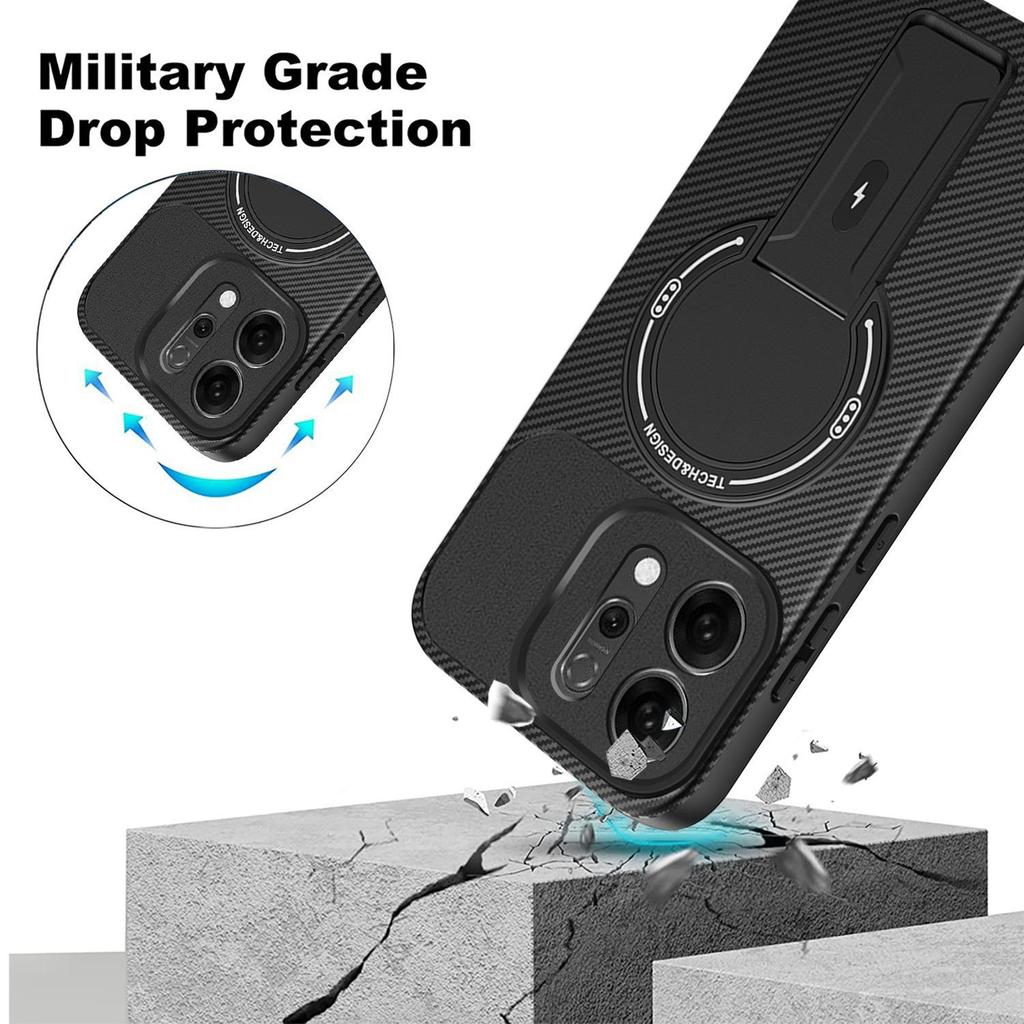 OPPO Reno Magnetic Carbon Fiber Stand Case for Reno14PRO, 14F, 13F, 12, A6PRO, A5X, A3X