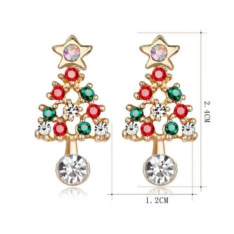 Mode Ohrringe Weihnachtsbaum Strass Ohrstecker Elegant Schmuck Weihnachtsgeschenk Ohrringe Accessoires für Damen