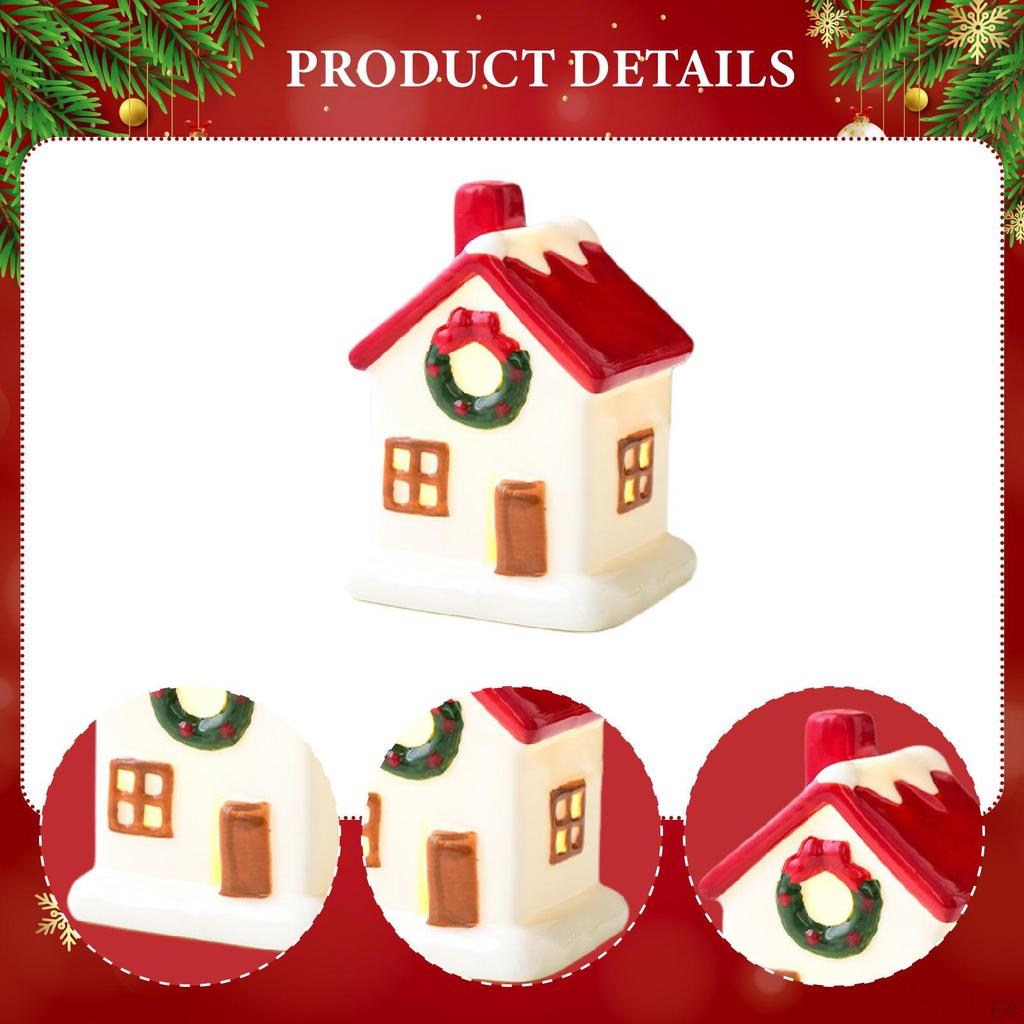 Mini Ceramic Light Up House Decoration Accessories Birthday Gift Xmas Ornament for Indoor Cabinet