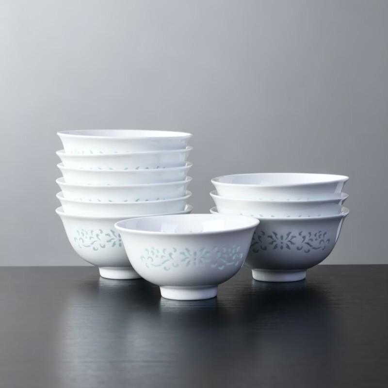 Jingdezhen Underglaze White Ceramic Rice Bowl Set