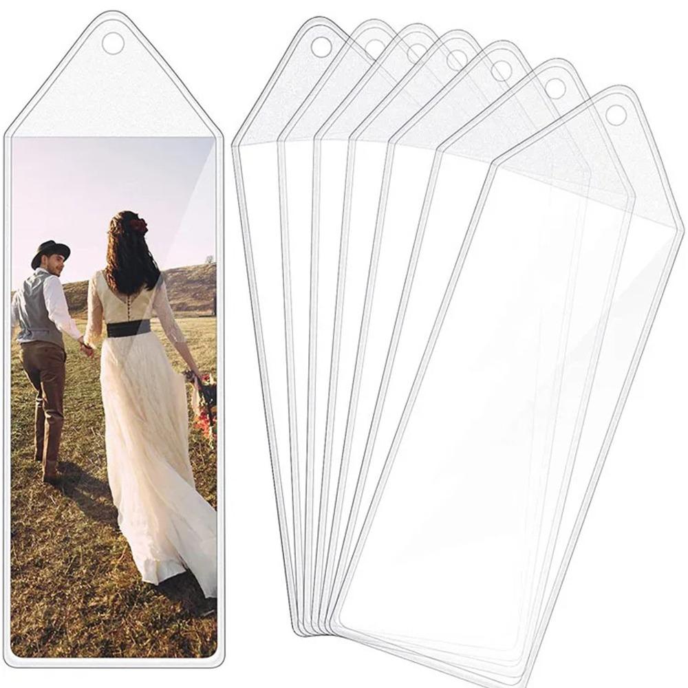 

10Pcs PVC Bookmark Sleeves Double-Sided Clear DIY Photo Bookmarks Bookmarks Protective Cover with Hole Blank Picture Holders