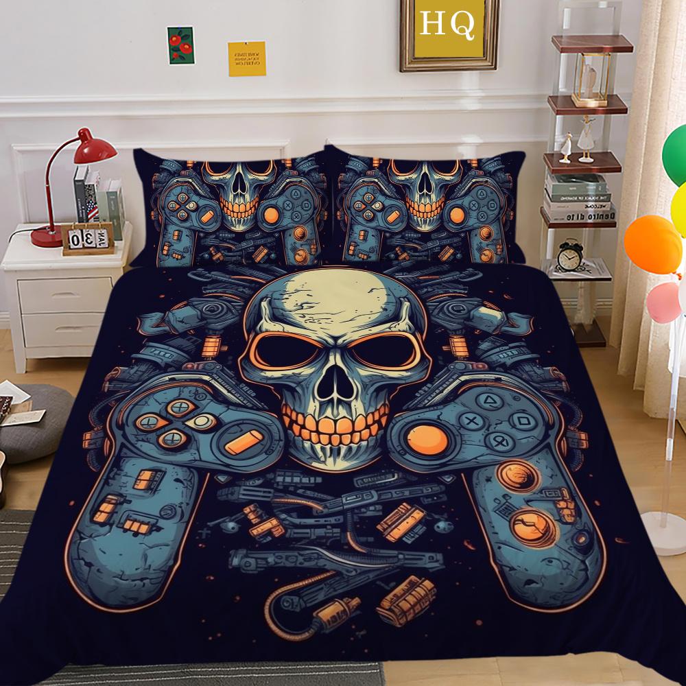 Conjunto de capa de edredom da moda, têxteis para o lar, jogo 3D, impressão de alça, conjunto de cama para adolescentes, menino, colchas, conjunto de cama de luxo, capa