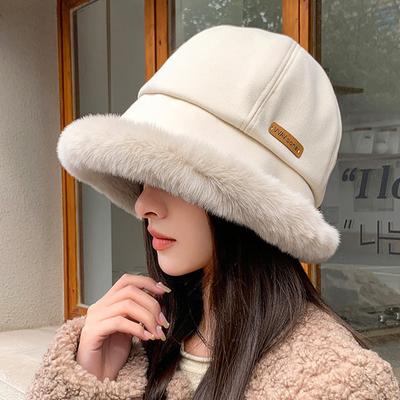 Inverno Donna Cappello da Pescatore in Peluche Cappello Panama a Secchiello Monocromo in Pelliccia Spessa e Soffice Cappello a Secchiello Antivento Femminile Caldo Berretto Visiere