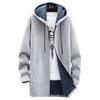 Trench Coats for menn Jakker Fleece Parka Langermet hettecardigan Varm Uformell Lang Strikket Frakkjakke