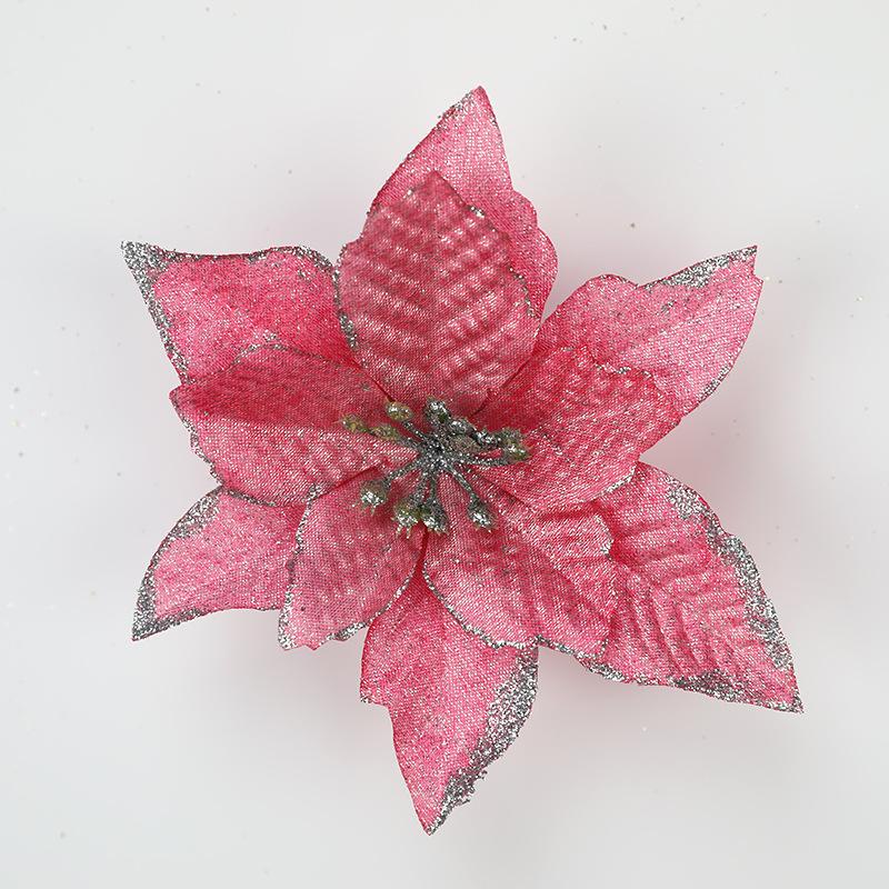 10pc Big Flower Head Glitter Christmas Tree Ornament