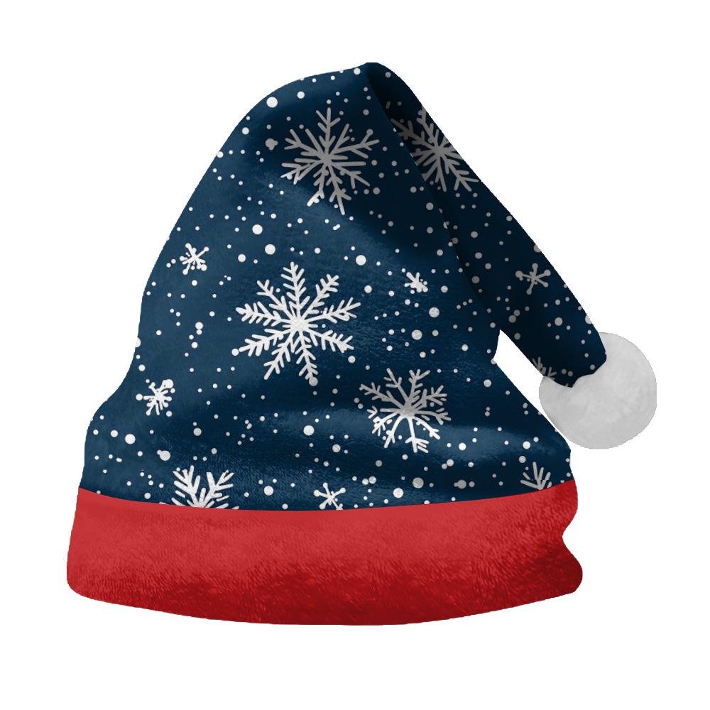 2024 Christmas Double-Sided Plush Hat with Holiday Print for Adults and Children