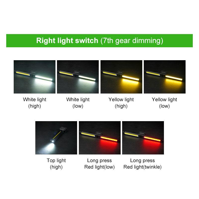 Rechargeable LED Work Lights 6 Modes Foldtable Flashlight with Magnetic Hanging Hook Type-C USB Charging for Camping Car Repair Workshop Emergency
