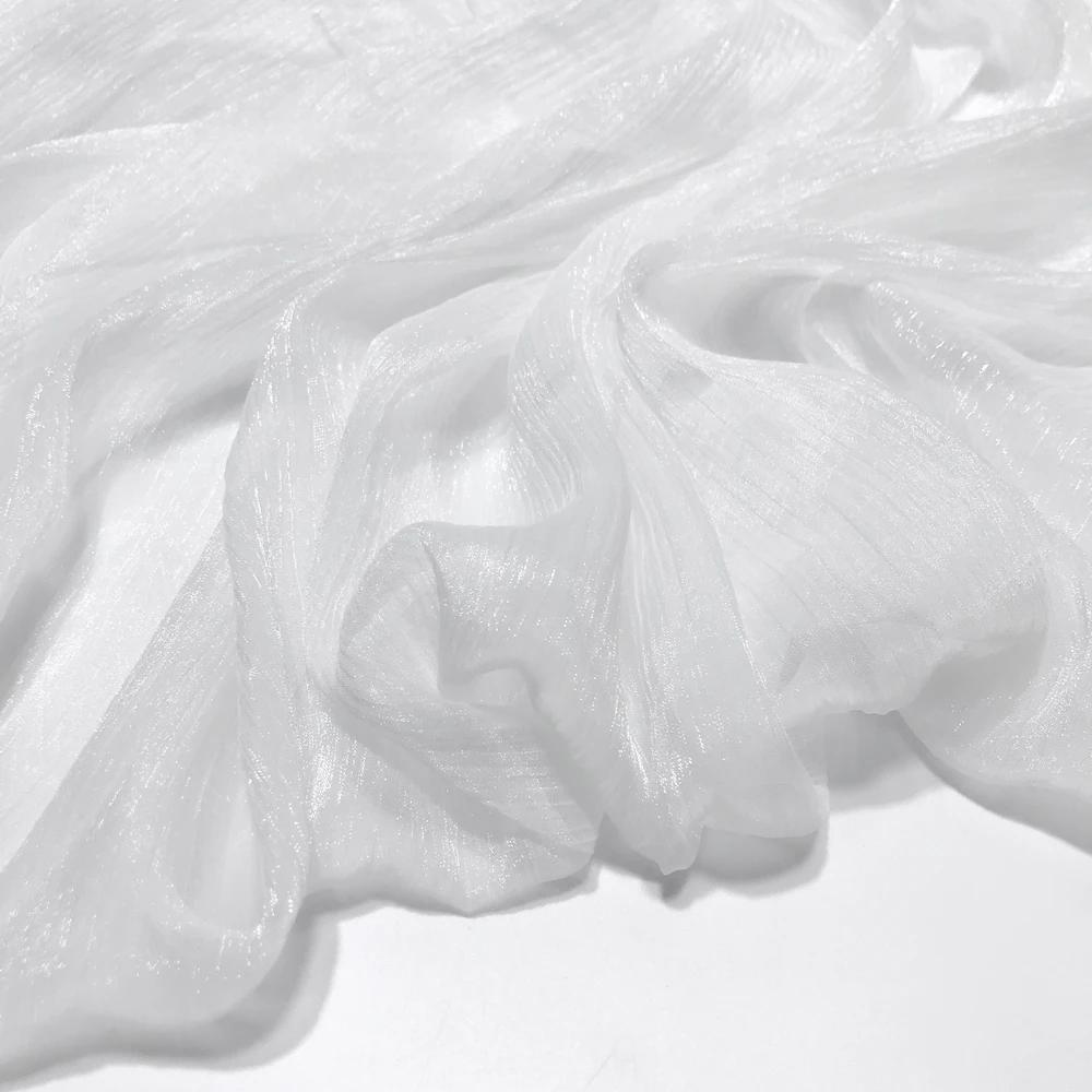 30D Silk Crepe Chiffon Fabric for DIY Hanfu Dress Is A Silver-thread Wrinkled Doll Dress Cos Fabric 100x150cm