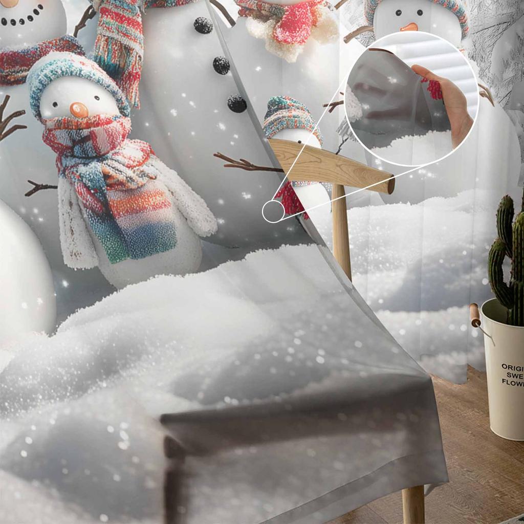 Vánoční a zimní sněhulák Závěsy do obývacího pokoje Ložnice Domácí dekorace Okno Voál Tyl Závěsy na závěsy