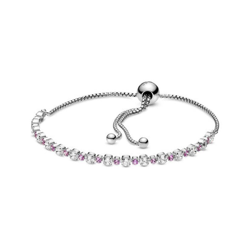 Pandora Transparent Shiny Slide Buckle 925 Silver Bracelet Women's Silver 598517C02