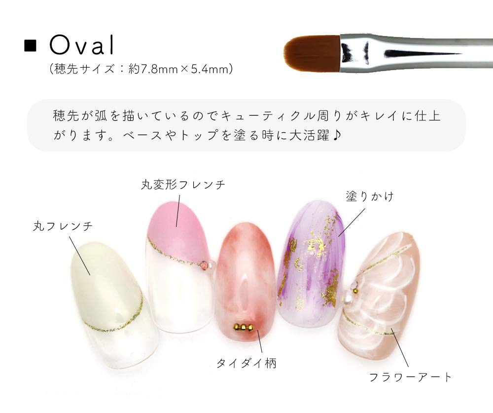 Irogel Gel Brush Set with 4 French with Cap Cap, Types, Oval, Flat, Liner, Brush, Nylon,