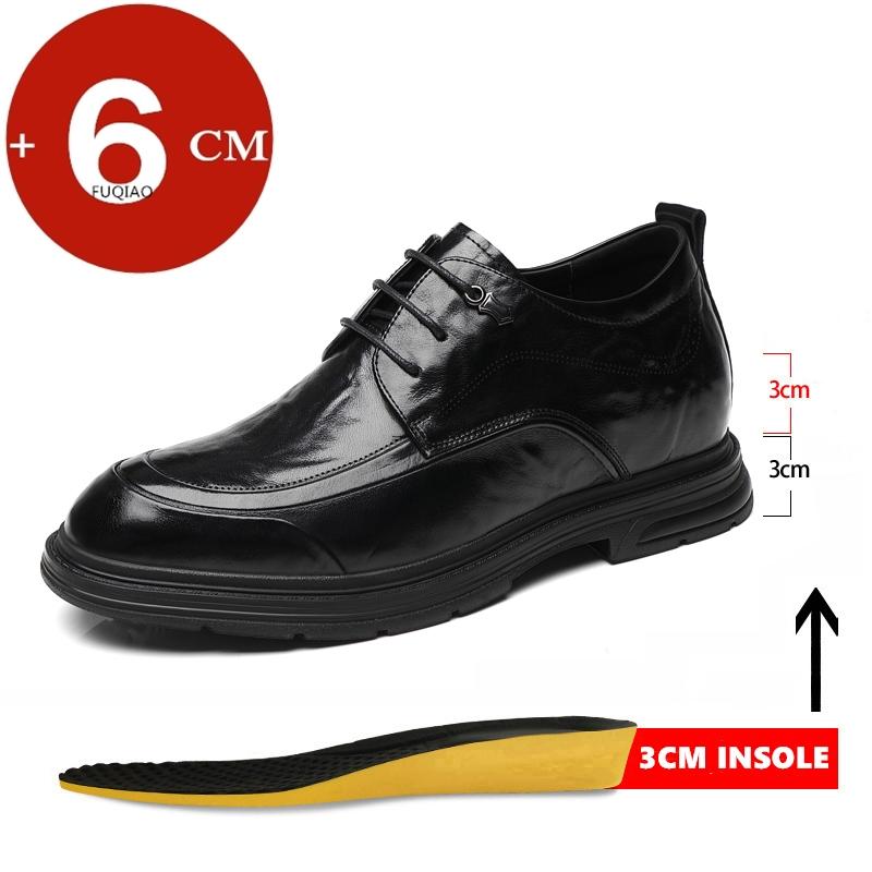 Nové Pánské 6/8CM Platformové Boty z Hovězí Kůže Zvyšující Výšku Pánské Boty do Kanceláře Business Svatba Zvedací Boty Pánské Zvedací Oblekové Boty
