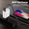 58W Dual Fast Charger: 2PD + QC3.0 for EU/US/UK/AU Plugs