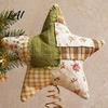 Fabric Star Ornament Christmas Tree Topper Patchwork Plush Stuffed Xmas Handmade Cloth Topper for Winter Holiday Party Home Decor