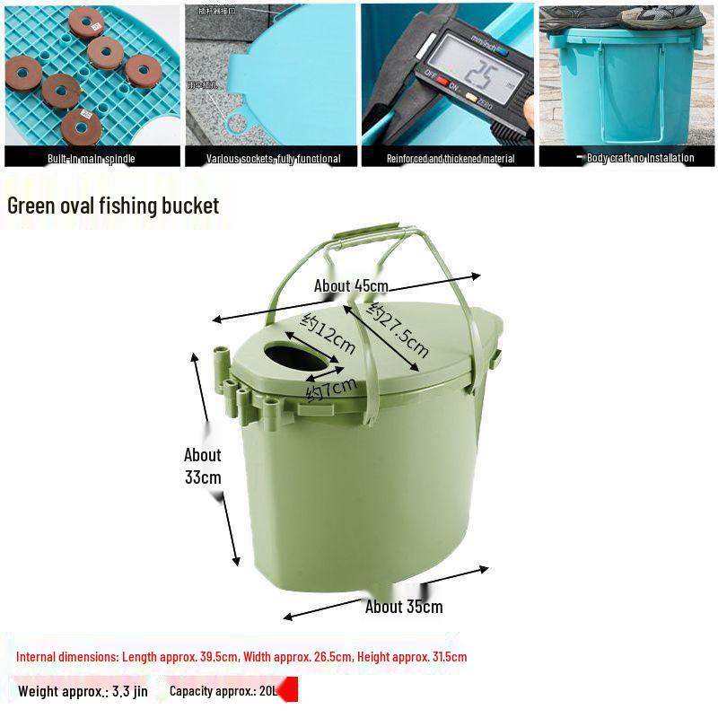 

New Multi-functional Thickened Seatable High-Capacity Portable Fishing Bucket with Compartments, No Installation Required