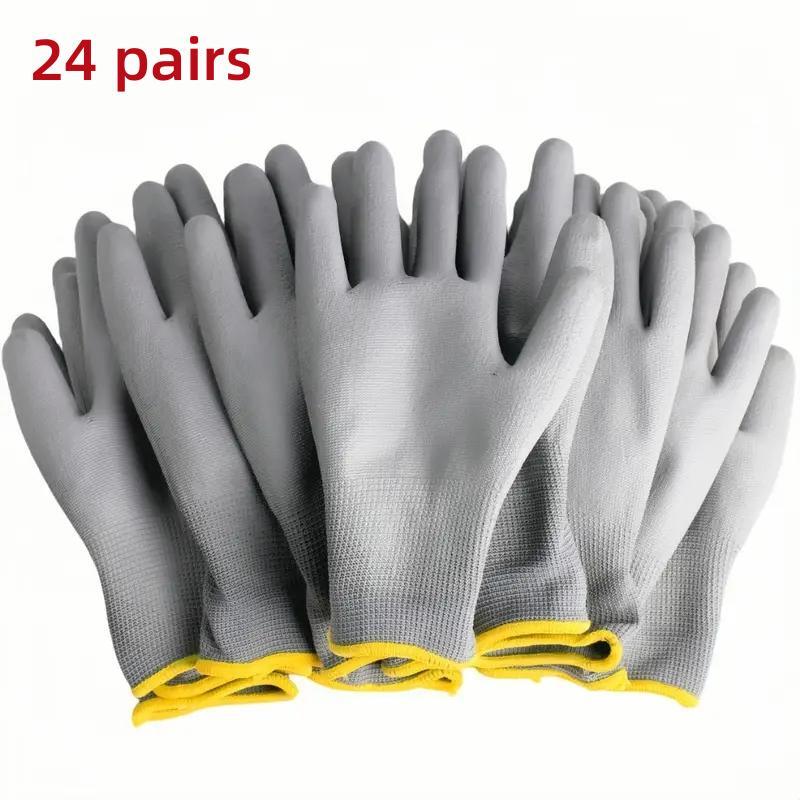 12 /24 Pair Black /Grey/ Horticulture Gloves Safety Work Gloves Repair Gloves Palm Coated Gloves Carpenter Repairman Supplies